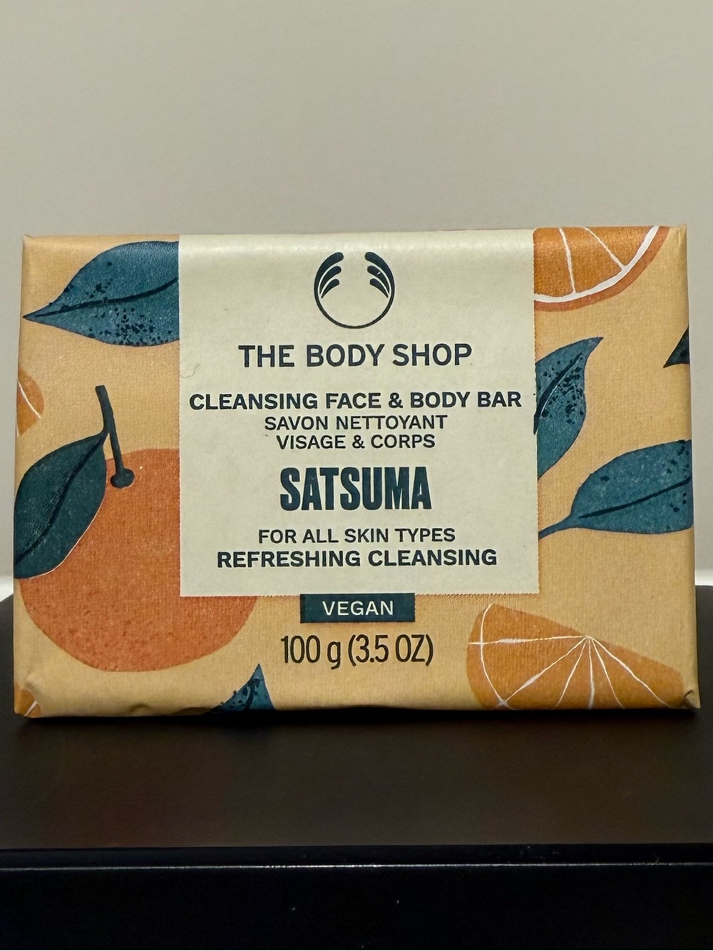 The Body Shop Satsuma Cleansing Face & Body Soap Bar 3.5 Oz 100g New